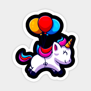 Cute Unicorn With Balloons Fun Birthday Gift Kids Magnet