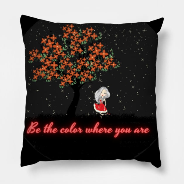 girl in the red dress Pillow by tubakubrashop