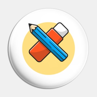 Pencil And Eraser Cartoon Vector Icon Illustration Pin