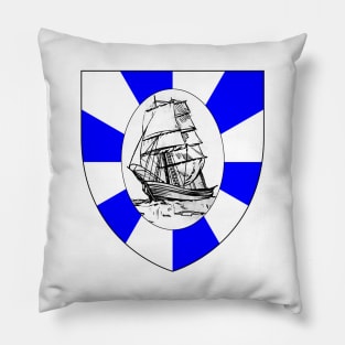 boat on blue emblem Pillow