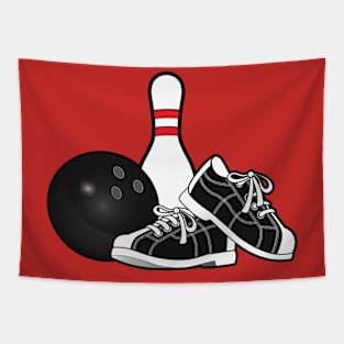 Bowling Shoes, Ball & Pin Tapestry