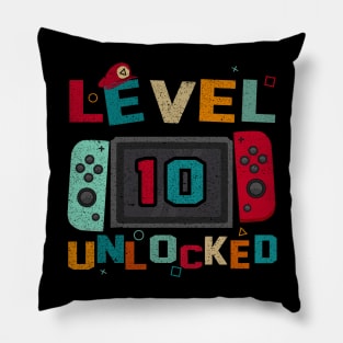 Level 10 Unlocked Gaming Birthday Boys 10th Birthday Gamer Pillow