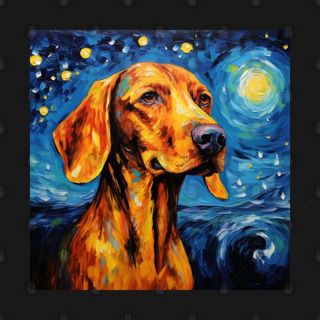 Redbone coonhound Painted in Starry Night style by NatashaCuteShop