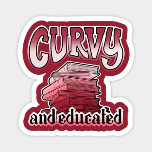 Curvy and educated, stack of red books Magnet