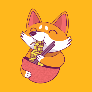 Kawaii Ramen Cute Anime Funny Corgi Japanese Noodles Soup T-Shirt