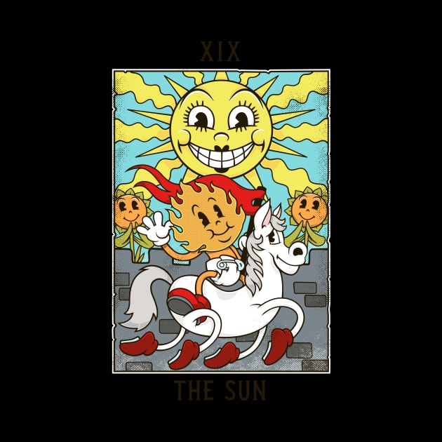 The Sun - Mystical Medleys - Vintage Rubber Hose Cartoon Tarot (white) by Mystical Medleys