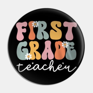 Groovy First Grade Teacher Retro 1st Day Of School Teacher Pin