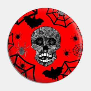 SKULL On Red Pin