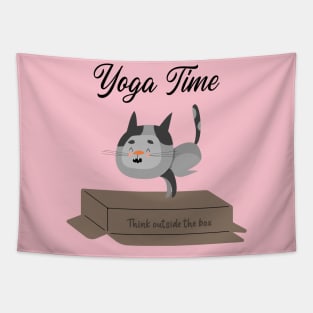 Yoga Cat / Yoga Time / Yoga Training T-shirt / Cute Cat Doing Yoga / Think Outside The Box Tapestry