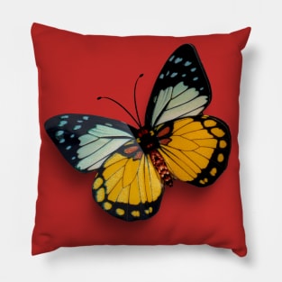 Real Butterfly white and yellow Pillow