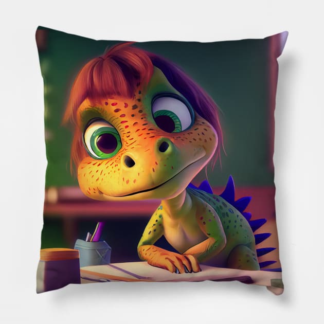 Dino Bambino - School Teacher Allozauria Pillow by KOTOdesign