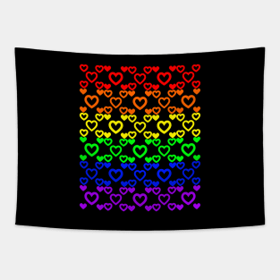 Rainbow Gay Pride Hearts Tapestry