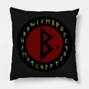 Red Berkana Futhark Rune Symbol Pillow