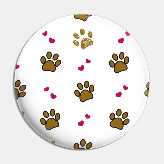 Paw print with red heart Pin by GULSENGUNEL