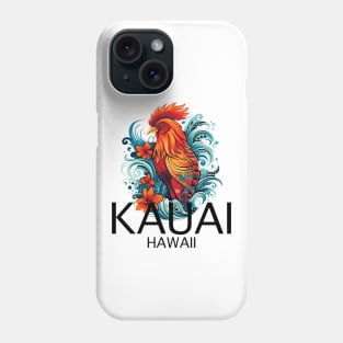 Kauai Hawaii - Rooster (with Black Lettering) Phone Case