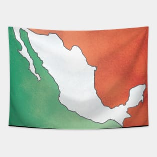 Mexico map in mexican flag colors distressed style Tapestry