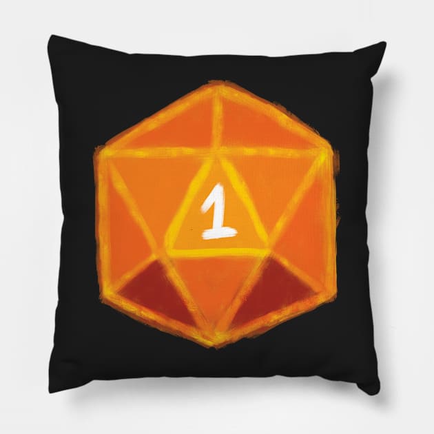 Natural 1 | Hand Painted Golden Nat 1 - Critical Fail D&D Pillow by SQRL Studios