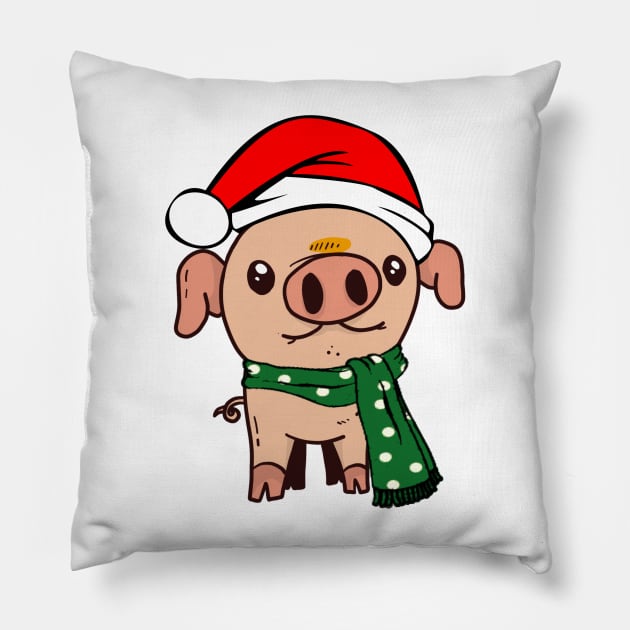 Cute Christmas Teacup Pig Mini Piglet in Santa Hat Gifts Pillow by gillys