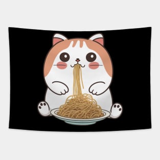 Cat eating spaghetti Tapestry