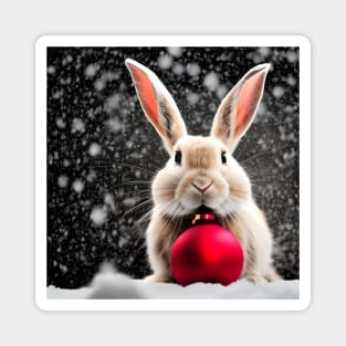 Rabbit and Christmas Ball Magnet