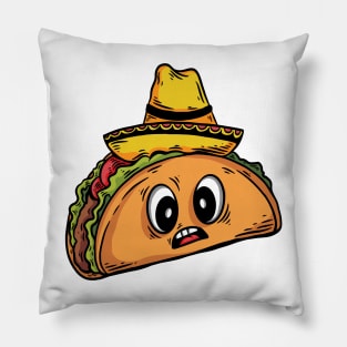 hand drawn surprised taco Pillow