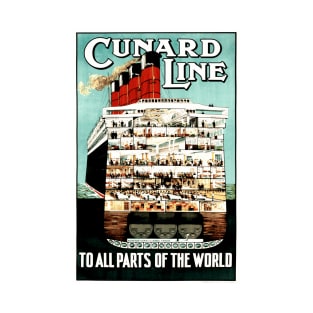 Cunard Line - Steamship Cutaway Illustration, Vintage Poster Design T-Shirt