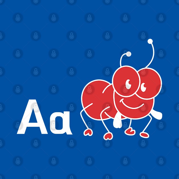 Upper case and lower case A letter A is for Ant Preschooler Design by Syressence