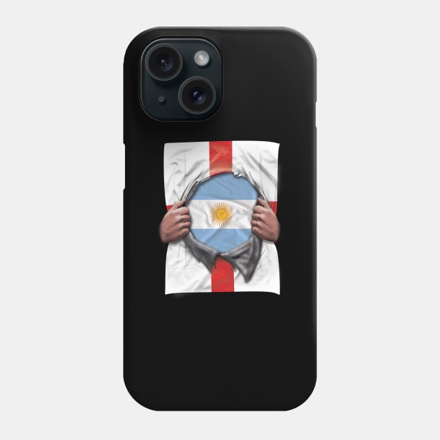 Argentina Flag English Flag Ripped Open - Gift for Argentinian From Argentina Phone Case by Country Flags