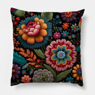 Botanical vintage Ethnic embroidery Floral design 1 Pillow