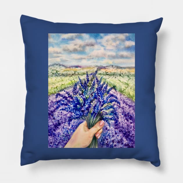 Lavender field Pillow by EL_ART