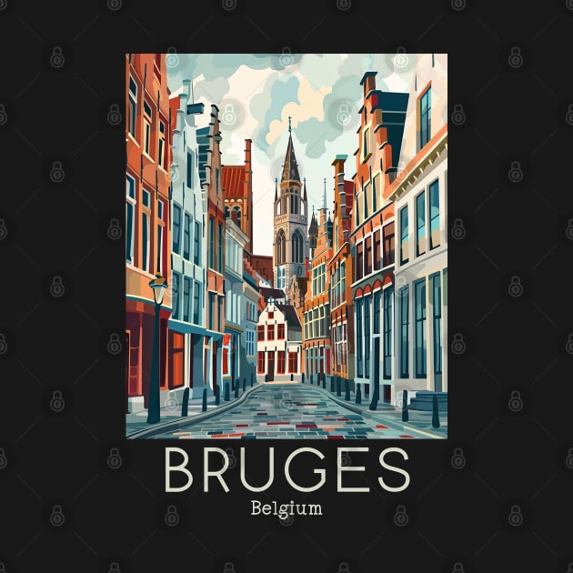 A Vintage Travel Illustration of Bruges - Belgium by goodoldvintage