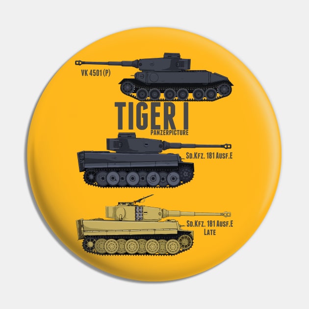 Tiger I Tigers T-Shirt Pin by Panzerpicture