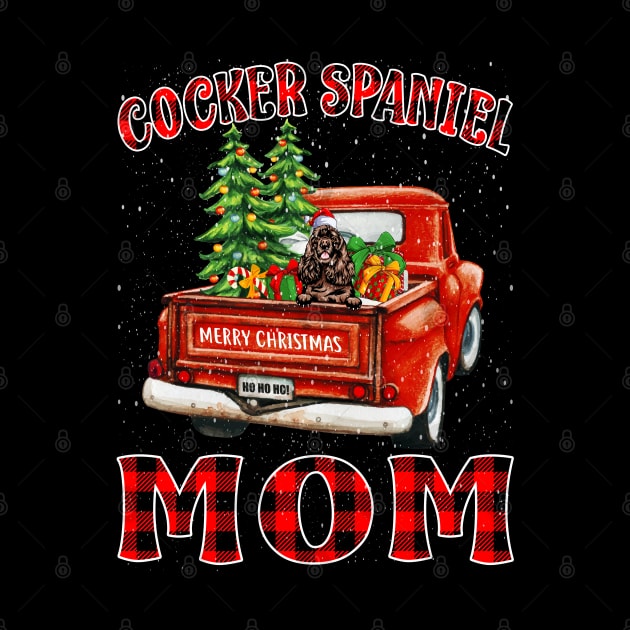 Christmas Cocker Spaniel Mom Santa Hat Truck Tree Plaid Dog Mom Christmas by intelus