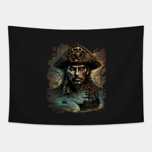 Captain Blackbeard Gothic Pirate Metal Design Tapestry