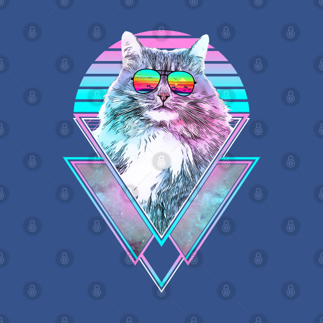 Disover Siberian Cat Vintage Retro Vaporwave Beach Vibe - Siberian Cat Retro Vaporwave Beach Vibe - T-Shirt