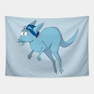 Jumping Blue Kangaroo Tapestry