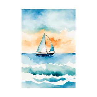 Sailing in sunset watercolor T-Shirt