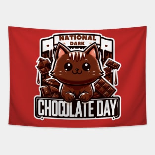 Dark Chocolate Day Cat Tapestry