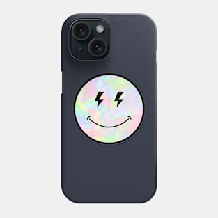 Holo Trippy lightning eyes Smiley Face Black Outline lightning eyes vaporwave Phone Case