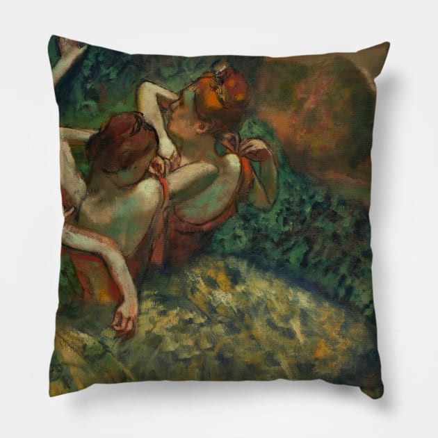 Edgar Degas Four Ballerina Dancers Orange Autumn fall Gift For art admirer Pillow by CONCEPTDVS