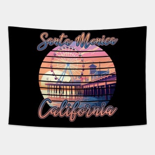 Santa Monica California travel vacation Gift For Men Women Tapestry