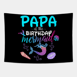 Papa Of The Birthday Mermaid Matching Family Tapestry