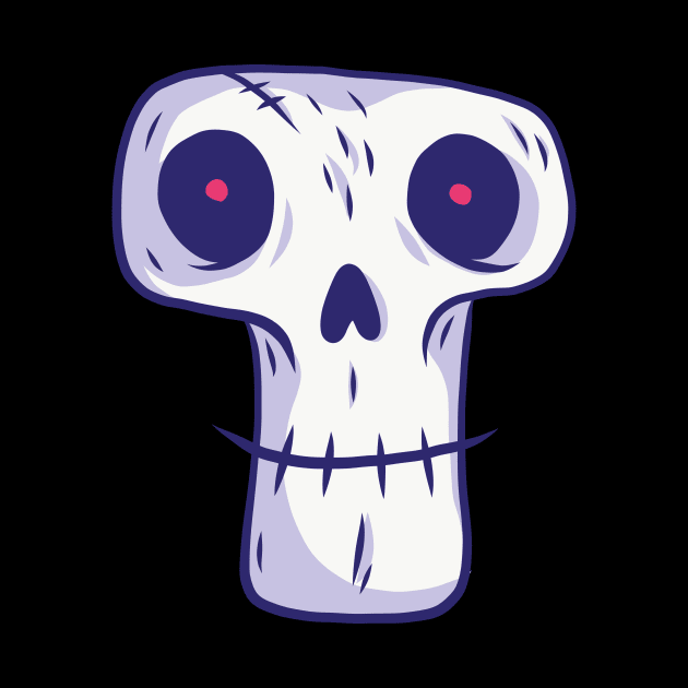 misshapen skull with red eyes by rueckemashirt