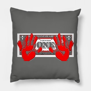 palm print hand one dollar 1 banknote dolar Pillow