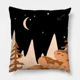 Night Scene Digital Art Trees Rocks Pillow