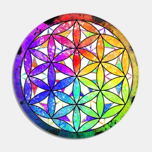 Rainbow Geometric Circle Flower Mandala - Overlap Pin