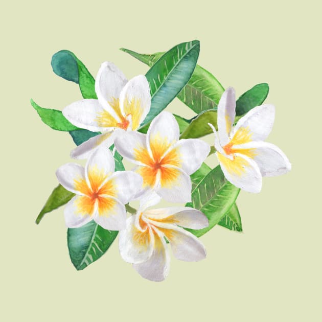 Tropical Frangipani - green mist by wallaceart