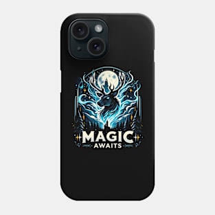 Magic Awaits - Mystical Stag by the Full Moon Phone Case