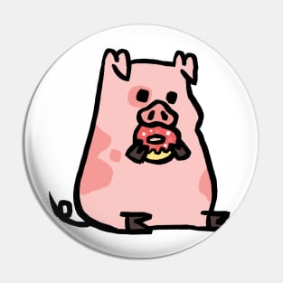 Cute Cartoon Piggy Munching Donut Pin