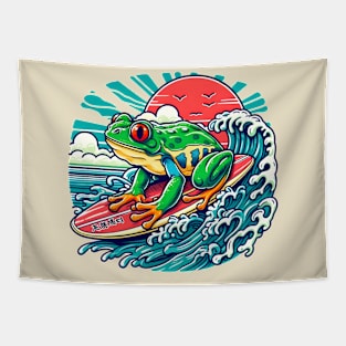 Surfing frog Tapestry